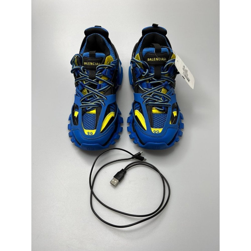 Balenciaga Track LED Lace-Up Sneakers Blue/Yellow Men’s EU 39/US 6 $1,350
